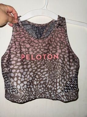 Peloton Brown and Pink Animal-Print Crop Tank